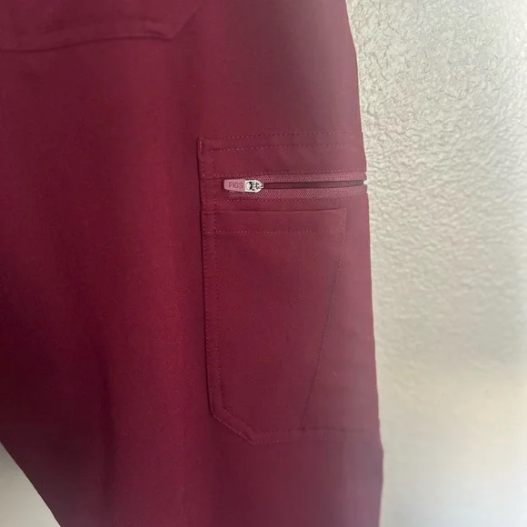 Figs Women’s Burgundy High Waisted Scrub Pants - Picture 10 of 11